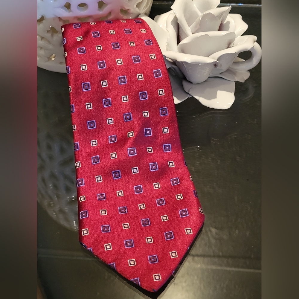 Nicky Milan Handmade Red Silk Tie